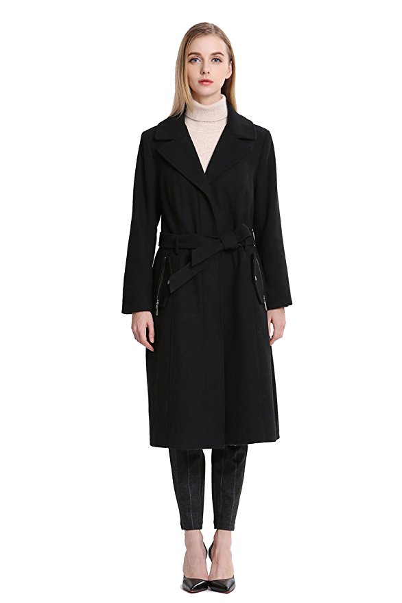 Vero Viva Women's Wool Over Coat Belted Warm Detachable Fur Collar Winter Size 2-18