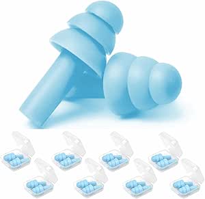 Ear Plugs, Reusable Earplugs for Sleeping Noise Cancelling – Super Soft, Silicone Ear Plug for Sleeping 8 Pairs, Swimming, Snoring, Concerts, Work, Noisy Places