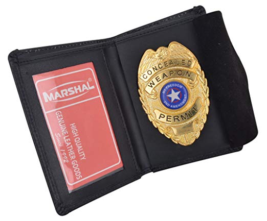 Genuine Leather Slim Thin Bifold ID Money Wallet Oval Shape Badge Holder