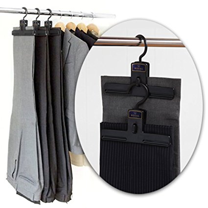 Royal Cloak Pant, Slack & Skirt Hangers, Extends The Life Of Your Pants! Love It Or Your! Best Plastic Trouser Organizer, Stackable Bottom Hanger For Closet Organization, 12 Pack