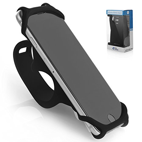 Premium Bike and Motorcycle PHONE MOUNT Made of Durable Non-Slip Silicone. Mobile Cellphone Holder / Universal Cradle for 99% of Smartphones and All Handlebars. Secure and Flexible - SILICO'