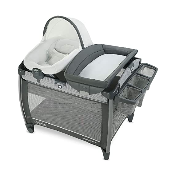 Graco Pack 'N Play Quick Connect DLX Playard | Includes Portable Seat & Rapid Remove Fabrics for Easy Cleaning, Ellison