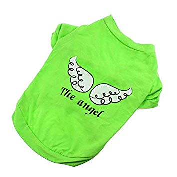 Small Dog Clothes Dog Clothes - 2017 Hot Selling Cute Pet Puppy Dog Clothes Green And Red Angel Wing Pattern T-Shirt Shirt Tops Hondenkleding Summer Dog Clothes - Puppies Clothes (Green M)