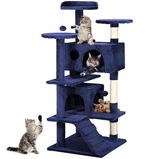 Yaheetech Cat Scratching Post Tower Tree Pet Palace Cat Palace (Navy Blue)