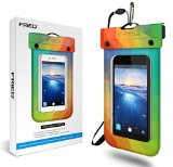 FRiEQ Floating Waterproof Case Bag for Outdoor Activities - Perfect for Boating  Kayaking  Rafting  Swimming - Waterproof bag  Waterproof Life Pouch  Dry Bag for Apple iPhone 6 5S 5C 5 Galaxy S6 S4 S3 HTC One X Galaxy Note 3 Note 2 LG G2 - Protects your Cell Phone or MP3 Player from Water Sand Dust and Dirt - IPX8 Certified to 100 Feet Rainbow