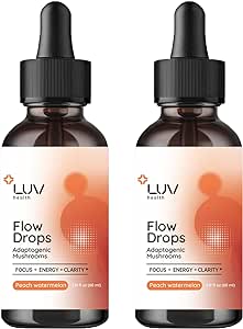 2Pcs Adaptogen Mushrooms Flow Drops Focus Mental Clarity & Energy Support Mushroom Supplement (60ml)