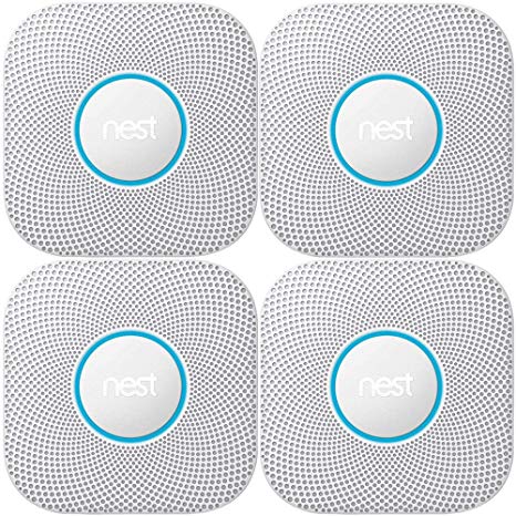 Nest Protect Wired Smoke & Carbon Monoxide Alarm (White, 2nd Generation) 4-Pack Bundle