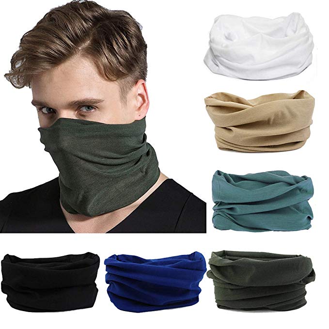 FAYBOX 6pcs Magic Wide Wicking Headbands for Men and Women Outdoor Headwear Bandana Sports Scarf Tube UV Face Mask for Workout Yoga Running