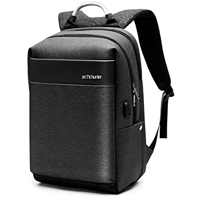 Arctic Hunter Backpack 15.6-inch Laptop Bag Office Travel Backpack with Laptop Compartment USB Port Water Resistant Scratch Resistant Light-weight Laptop Backpack for Men and Women, Black