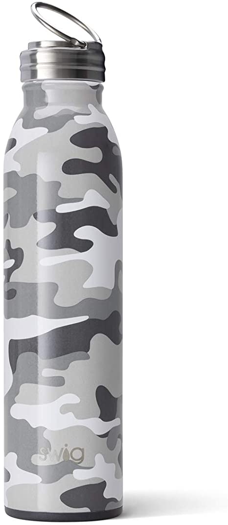 Swig Life 20oz Triple Insulated Stainless Steel Water Bottle with Ring Flip Handle, Dishwasher Safe, Double Wall, & Vacuum Sealed Reusable Water Tumbler (Multiple Patterns Available)