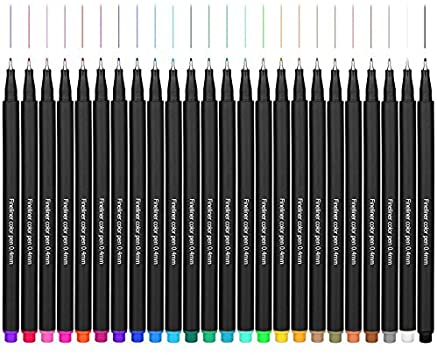 Newdoer 24 Coloured Fineliner Pens Set, 0.4mm Bullet Journal Pens Maker Pens Fine Liner Sketch Drawing for Bullet Journal Sketching Drawing (24 packs)
