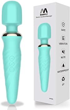 MANFLY Rechargeable Personal Wand Massager with Memory - Premium with 25 Patterns 5 Speeds and One Click Recovery - Perfect for Muscle Tension, Back, Neck Relief, Soreness, Recovery (Green)