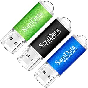 3 Pack 64GB USB Flash Drives USB 2.0 Thumb Drives Memory Stick Jump Drive Zip Drive, 3 Colors: Green Black Blue