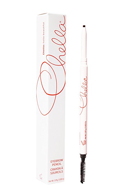 Dazzling Dark Brown Eyebrow Pencil with Spoolie (eyebrow brush), Everything You Need to "Wow Your Brows", The ONLY Pencil you will EVER Buy, One Pencil, By Chella