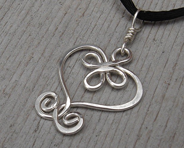 Celtic Heart and Swirls Sterling Silver Pendant Necklace