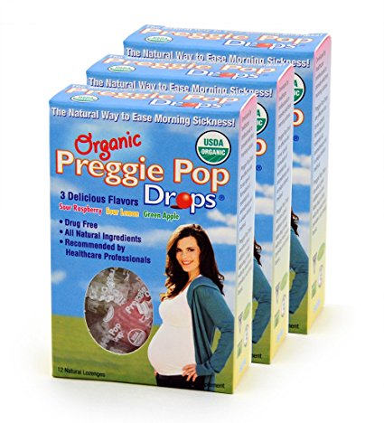 Three Lollies Organic Preggie Pop Drops for Morning Sickness Relief, 3 Count