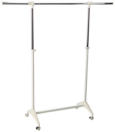 Honey-Can-Do GAR-03537 Adjustable Modern Garment Rack with Wheels, Up to 66-Inch, White