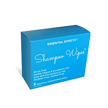 Essential Effects Shampoo Wipes (8) for rinse free hair cleansing