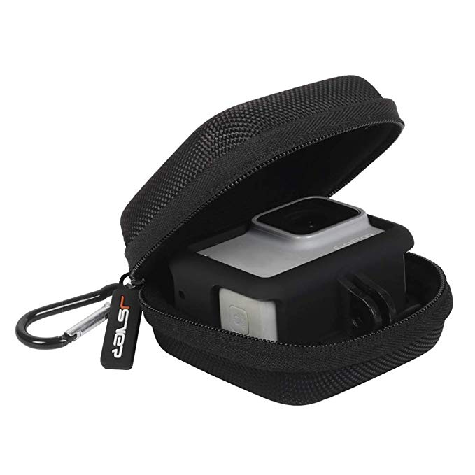 Small Carrying Case for GoPro Hero 7/(2018)/6/5 and DJI Osmo Action Hard Shell Go Pro Mini Case Travel Home Storage Bag with a Carabiner Complete Protection for Your GoPro Camera (Black)