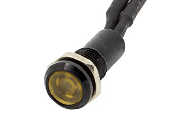 Alpinetech 6mm 1/4" Amber 12V LED Metal Indicator Pilot Custom Dash Light Lamp with Black Body PLB-6
