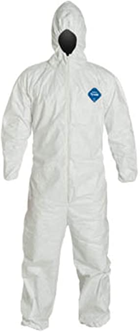 Tyvek Disposable Suit by Dupont with Elastic Wrists, Ankles and Hood (2XL)