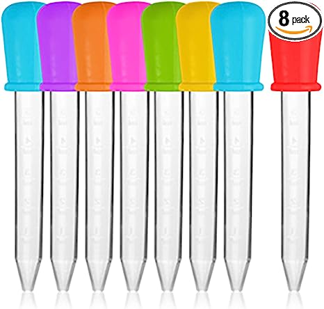 8 Pack Silicone Liquid Droppers Water Dropper,5Ml Clear Silicone Droppers Medicine Dropper Pipettes Eye Droppers Ear Dropper Medicine Dropper for Candy Molds, Gummy Mold, Oil and Crafts