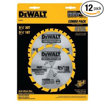 DEWALT DW9058 5-3/8-Inch Cordless Construction Saw Blade Combo Pack with 30 Tooth and 16 Tooth Saw Blades