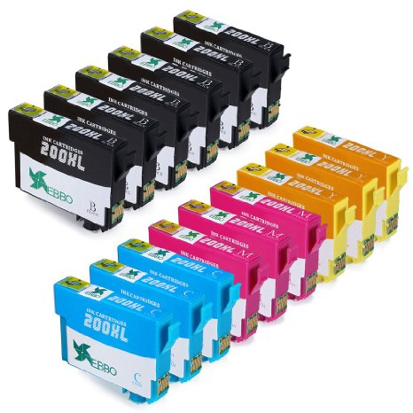 EBBO Replacement for Epson 200XL Ink Cartridges Compatible with Epson WF-2540 WF-2530 WF-2520 XP-400 XP-300 XP-200 XP-410 XP-310 Printer