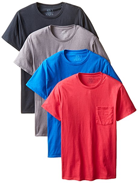 Fruit of the Loom Men's Pocket T-Shirt - Grey, (Pack of 4)