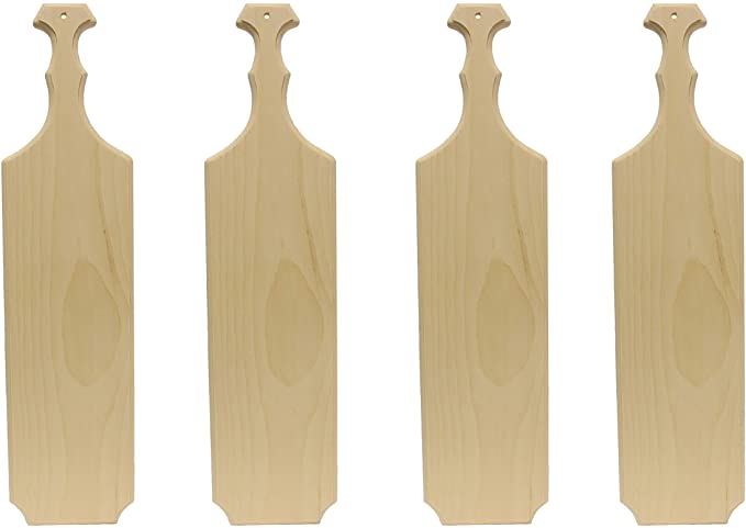 Walnut Hollow Unfinished Pine Wood Greek Paddles for Arts Crafts, Sorority, Fraternity & Home Decorating, (4 Pack), 4 Count