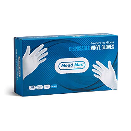 Disposable Vinyl Gloves Powder Free Latex Free Allergy Free Multi-Purpose Heavy Duty Super Strength Cleaning Gloves Food Grade Kitchen Gloves (100)
