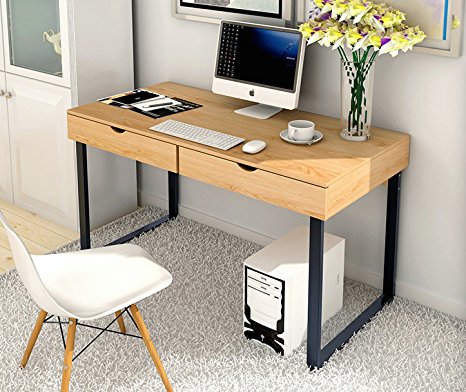 Soges Computer Desk 47" PC Laptop Study Table Workstation for Home Office Computer Table with Drawer, Beige