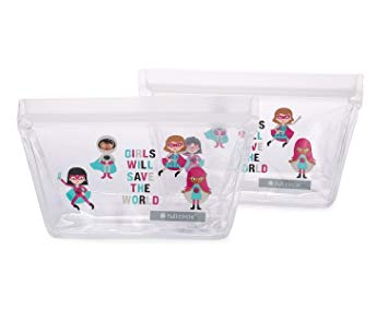 Full Circle ZipTuck Kids Reusable Snack Bags Set, Girl Heroes