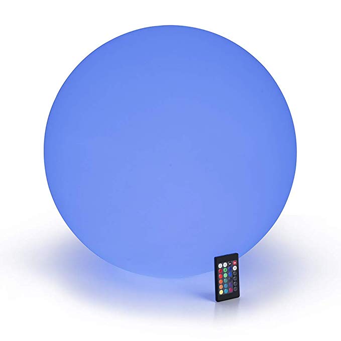 LOFTEK LED Light Up Ball : 20-inch RGB Color Changing Glow Ball with Remote Control, Cordless Floating Decor Orb, UL Listed Adapter, IP68 Protection Grade and Rechargeable Battery