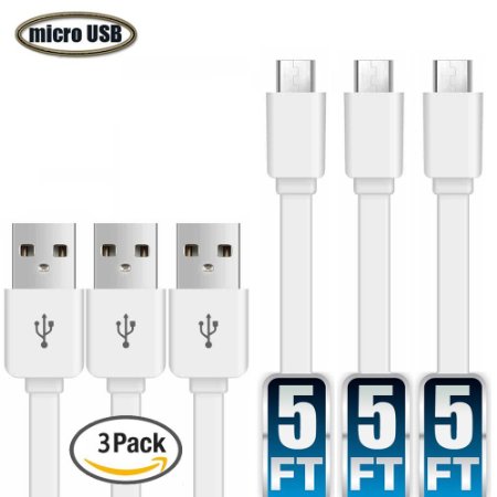 Micro USB Cable, YUNSONG [3-PACK] (5ft) 1.5M Micro USB2.0 Cable Charging 2.4A and Sync Data Cables for Android Smartphones and Android Tablets