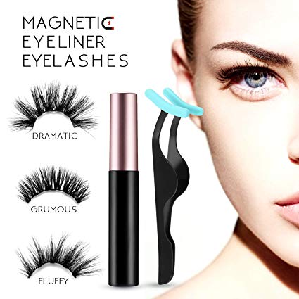 Magnetic Eyeliner and Lashes Kit-5D Mink Natural False Eyelashes -Fake Long Eyelashes No Glue-3 Pairs Pack