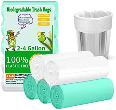 Small Garbage Bags 2.6 Gallon Strong Durable Bathroom Trash Bags Biodegradable Wastebasket Bin Liners for Bedroom Office Trash Can Liners 10 Liter (2.6)