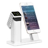 Apple Watch Stand ziku charging Dock Premium Aluminum Dock Station Cradle Holder for Apple Watch 38mm 42mm Iphone55s 66s Plus -- Support Your Iphone with Different Thickness Case Silver