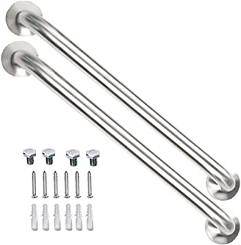 2 Pack 24 Inch Satin Brush Nickel Shower Grab Bar - 1.25" Diameter,ZUEXT Stainless Steel Bathroom Grab Bar, Bath Balance Bar,Safety Hand Rail Support, Handicap Injury Elderly Senior Assist Bath Handle