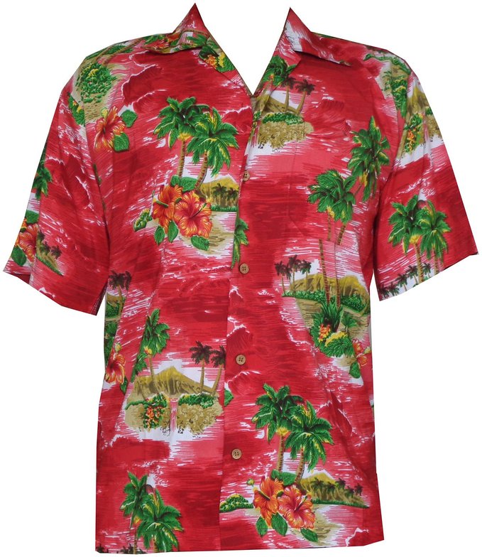 Hawaiian Shirt Mens Coconut Tree and Floral Print Beach Aloha Polyester Blue