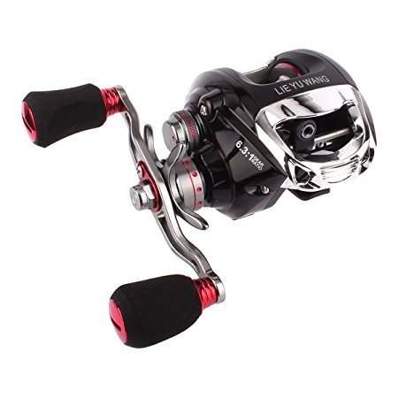 Geila High Speed Low Profile Baitcasting Fishing Reel 6.3:1 Gear Ratio Left/Right Handed