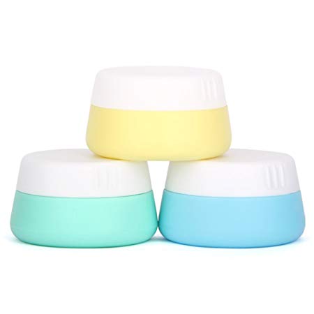 JasCherry 3pcs Silicone Cosmetic Containers Cream Jar with Sealed Lids, Ideal Storage Pots for Travel, Home and Outdoor (10ml Each Bottle)