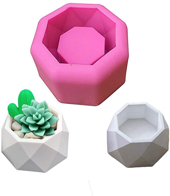 MeiMeiDa 1 PC Flower Pot Silicone Mold - Succulent Plant Vase Gypsum Cement Molds Concrete Clay Mould, Ashtray Resin Moulds, Candle Holder Wax Casting Mold for DIY Crafts Making