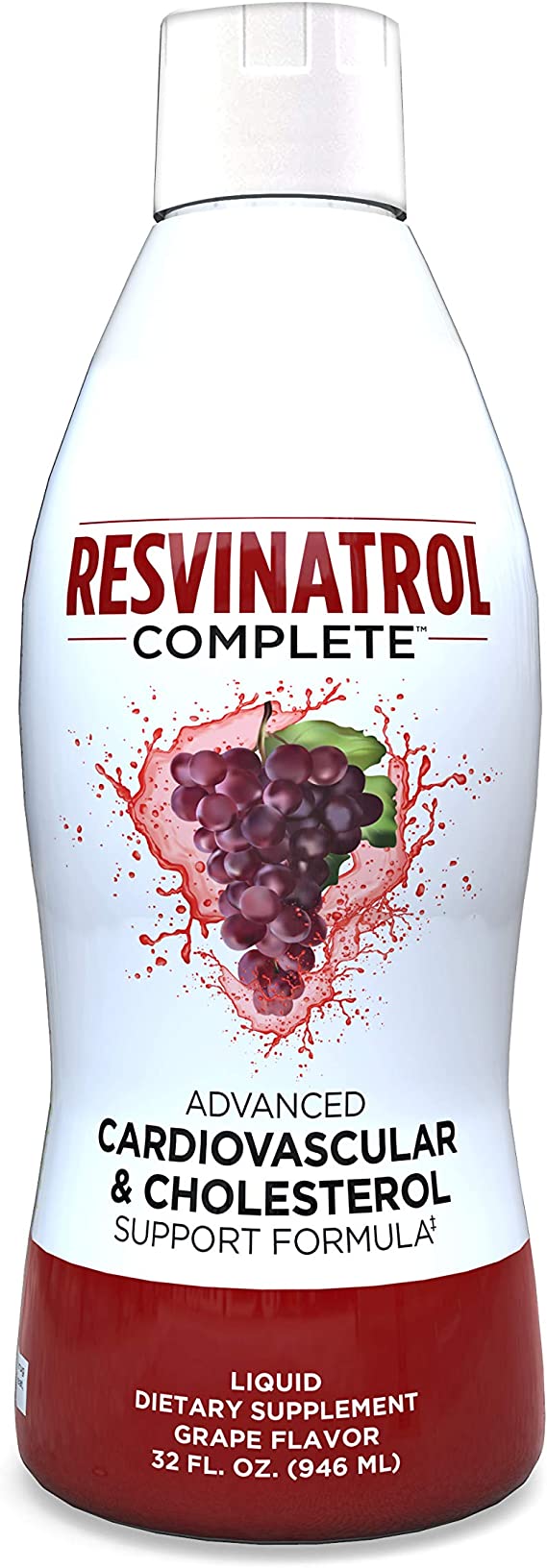 Resvinatrol Complete – 32 Fl. Oz. Advanced Liquid Cardiovascular & Cholesterol Support Formula – Liquid Resveratrol Supplement Promotes Healthy Aging, Heart Health & Energy Levels