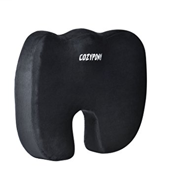 Cozypony Cool Gel Memory Foam Seat Cushion Non-slip for Back and Tailbone Pain Relief - Office Chair and Car Seat Cushion
