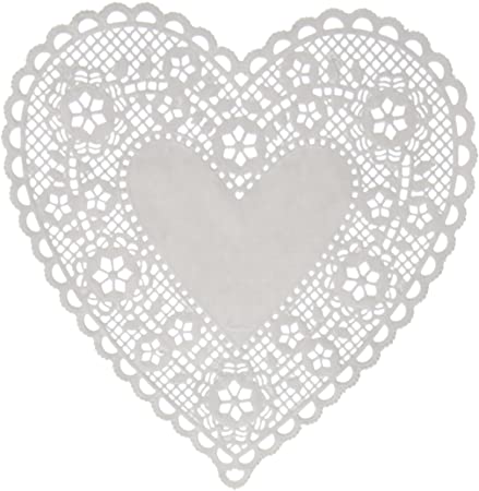 Hygloss Products Heart Paper Doilies – 8 Inch White Lace Doily for Decorations, Crafts, Parties, 100 Pack
