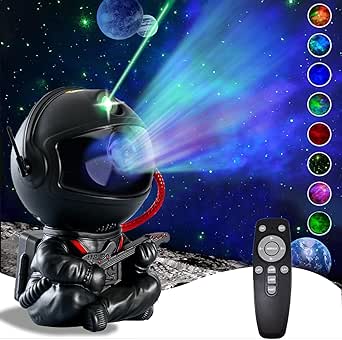 Astronaut Star Projector, Galaxy Projector Light, Kids Night Light with Guitar, Nebula Star Ceiling Night Light,Gifts for Birthdays, Valentine's Day, Christmas，with Remote，Black, ‎HR-F2