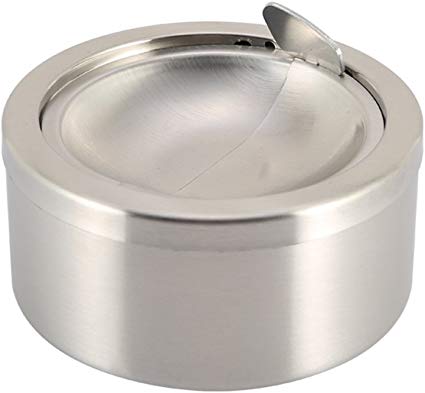 MyLifeUNIT Windproof Cigarette Ashtrays, Flip-top Stainless Steel Tabletop Ashtray for Cigarettes