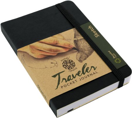 Pentalic Traveler Pocket Journal Sketch, 8" x 6", Black