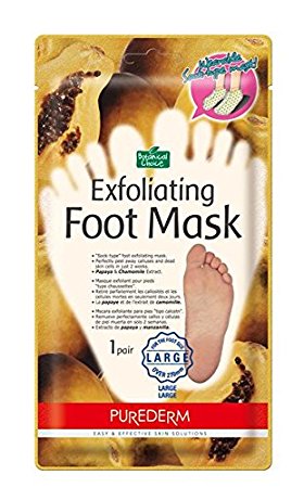 EXFOLIATING LARGE FOOT MASK PAPAYA & CHAMOMILE EXTRACT - 1 pair * "Sock type" foot exfoliating LARGE mask * Perfectly peel away calluses and dead skin cells in just 2 weeks!!!